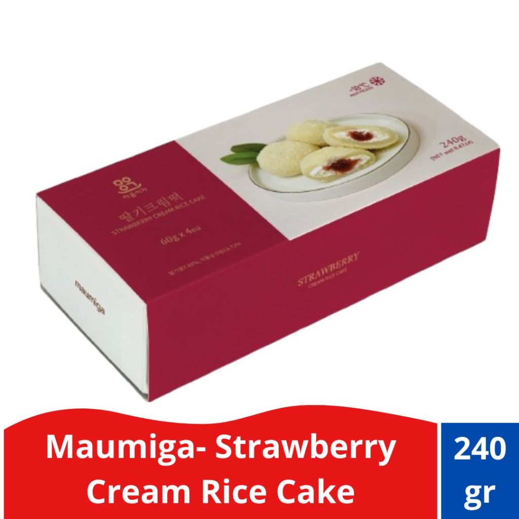 Maumiga-Strawberry Cream Rice Cake-Kue mochi krim stroberi Korea 240gr