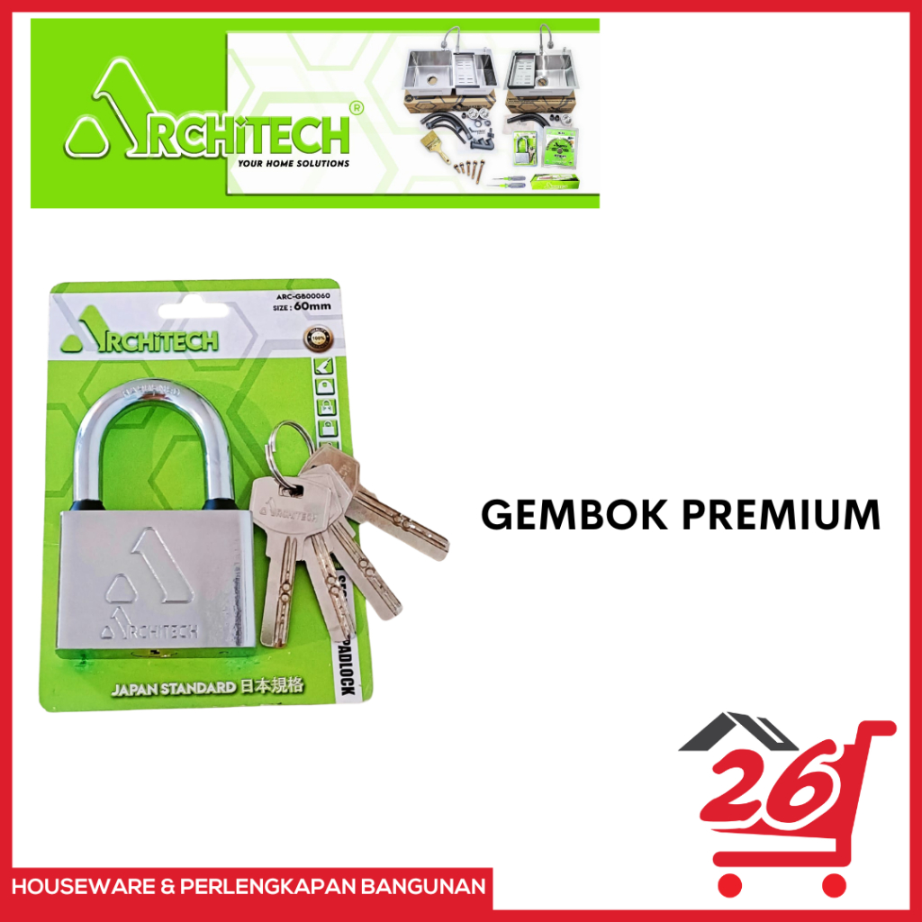 GEMBOK ARCHITECH panjang pendek normal / Gembok Architech