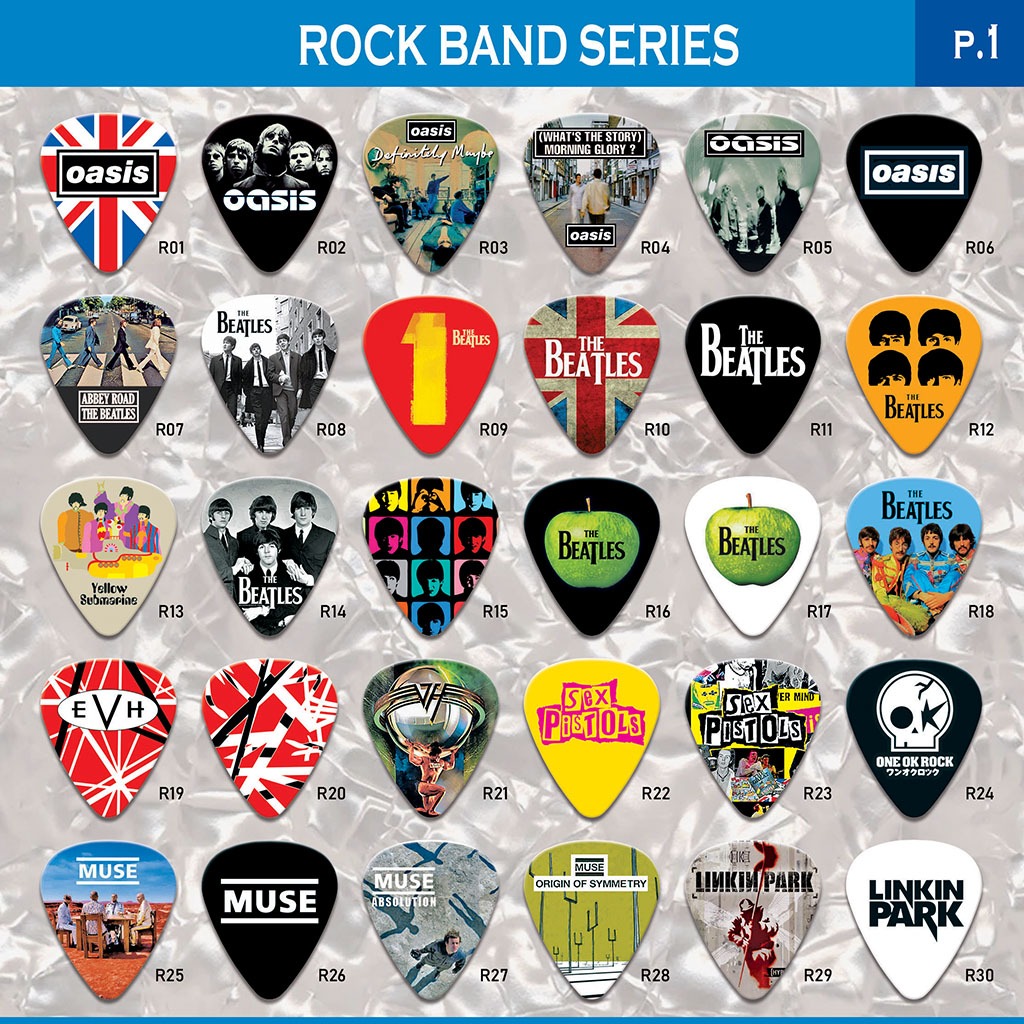 Pick Gitar Rock Band Series 0.5mm sampai 5mm Plectrum Guitar Bass PVC Acrylic Resin
