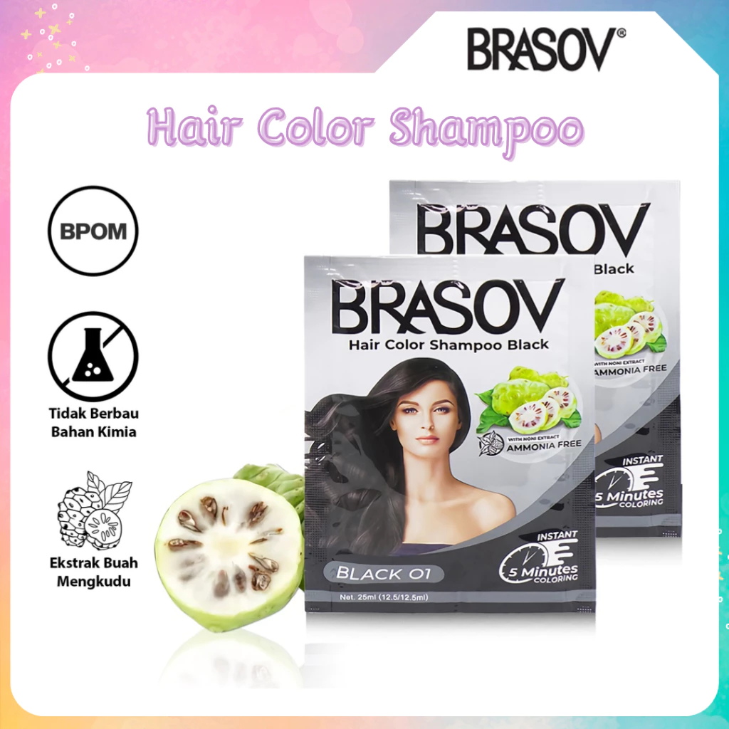 Brasov Hair Color Shampoo Sachet 25ml / Shampoo Hair Color