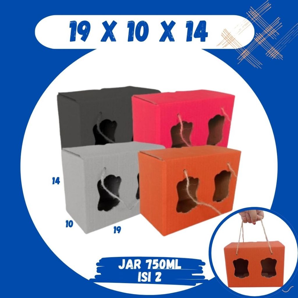 

Box 19x10x14 Jinjing Tali (KUKER TOPLES JAR 750 ml Isi 2) Gable Box Kardus Kue Kering Malang Grosir