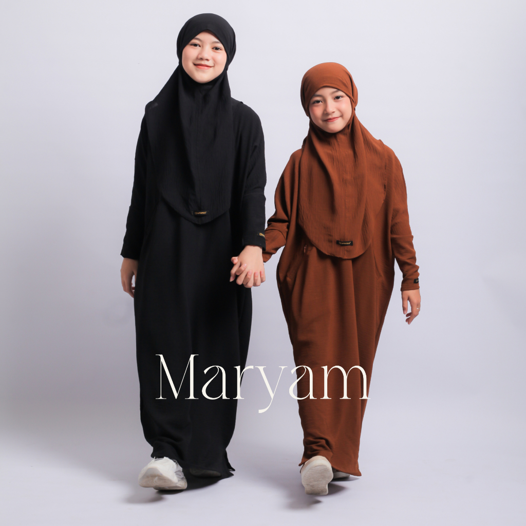 Baju Anak Perempuan Abaya Maryam Series ( Hitam ) Set Hijab