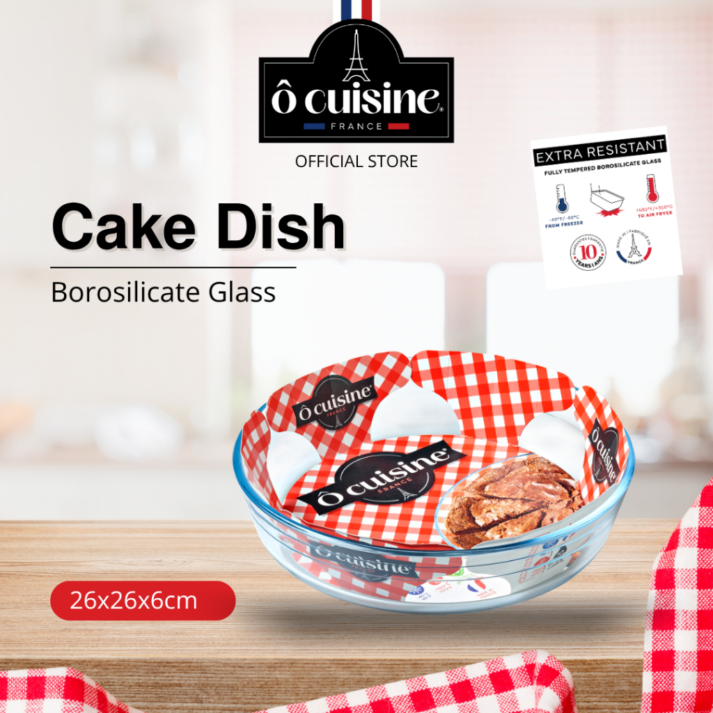 Loyang Kaca Bulat Ocuisine Bakeware Cake Dish 26cm