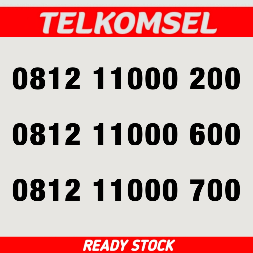 Kartu Perdana Nomor Cantik Telkomsel Simpati 11000 x00 - O812 11000 200 - O812 11000 600 - O812 1100