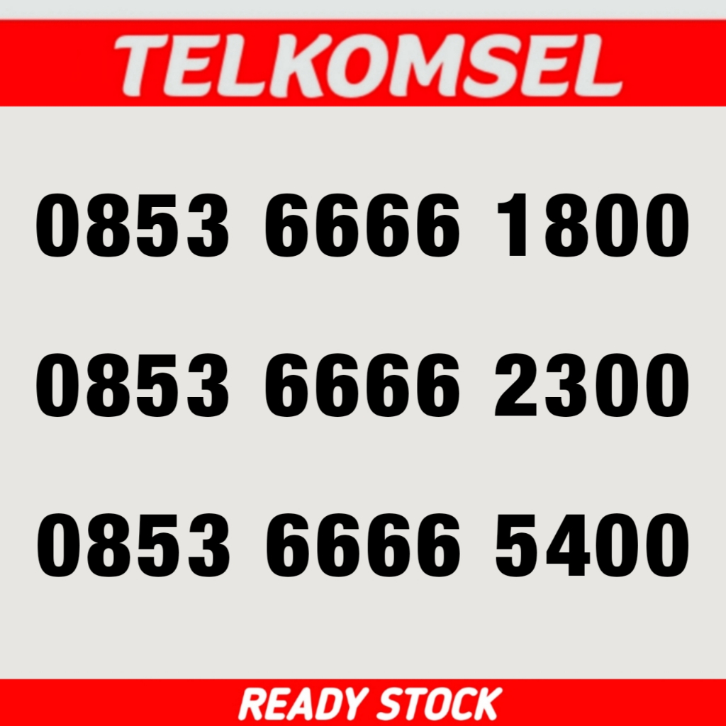 Kartu Perdana Nomor Cantik Telkomsel - 0853 6666 1800 - 0853 6666 2300 - 0853 6666 5400