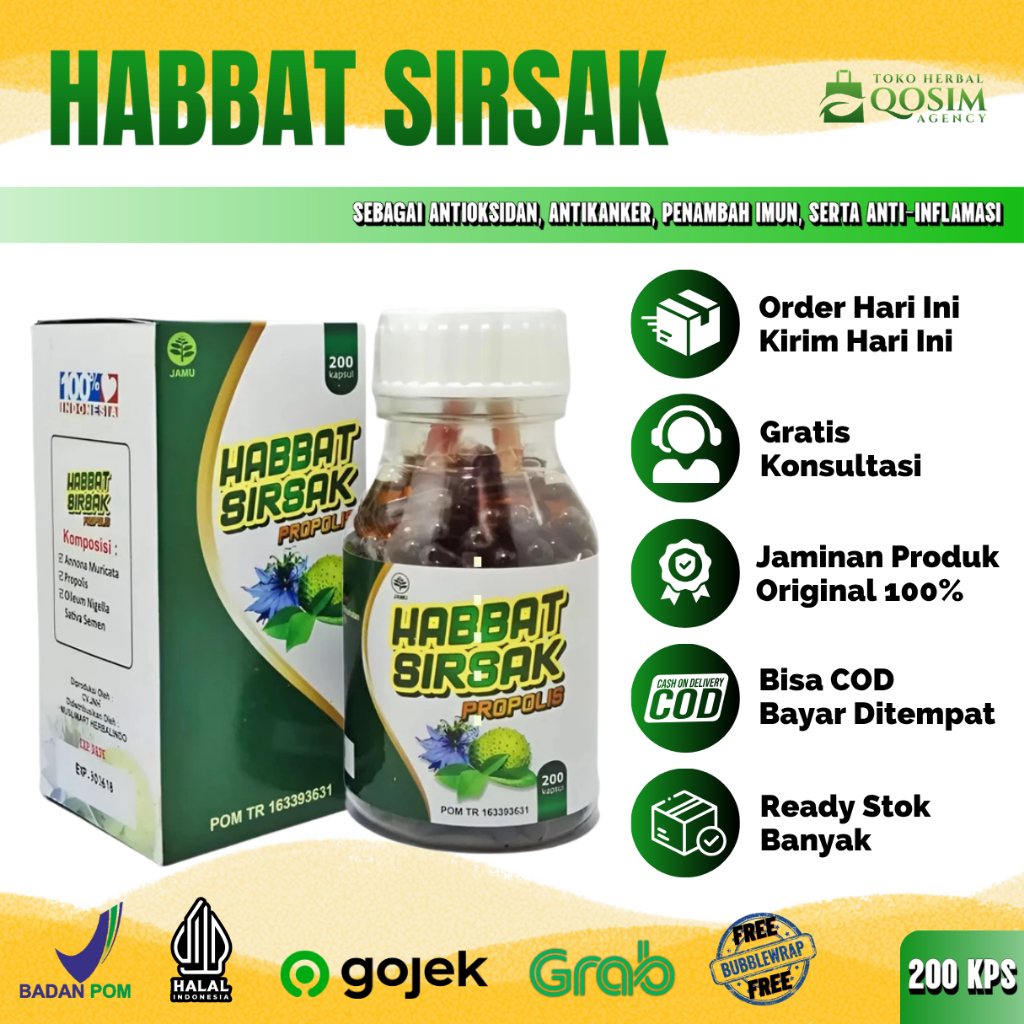 Kapsul Habbat Sirsak Propolis 200 Kapsul Membantu Pengobatan Tumor dan Kanker Secara Alami