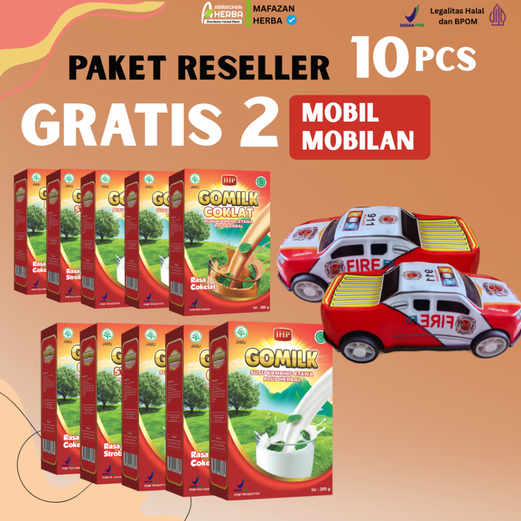 

[PAKET RESELLER] [GRATIS HADIAH][BELI 8 GRATIS 2] [EXPIRED LAMA] Susu Kambing GOMILK 200 gr