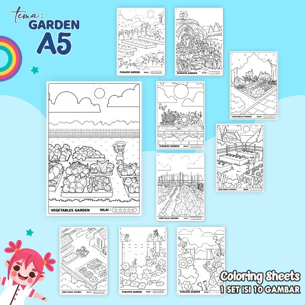 

Kertas Mewarnai - Coloring Sheet Rilia Tema Pemandangan Ukuran A5 - Kertas Tebal & Gambar Jelas