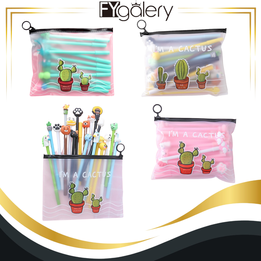 

FYgalery HL0078 Pena Karakter Set Pouch Isi 20 Pcs Tempat Pensil Transparan Zipper Bag Y1072