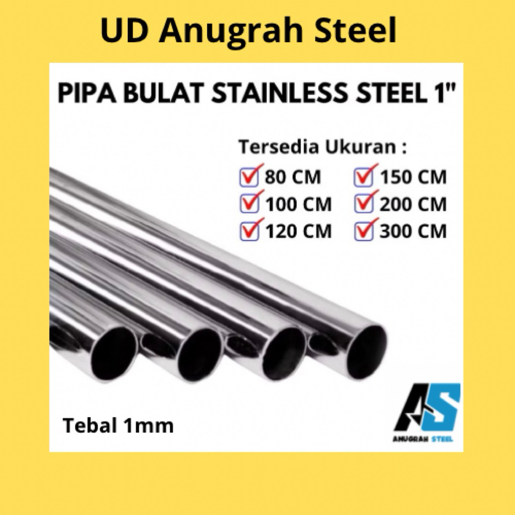Pipa bulat chrome stainless 1 inch