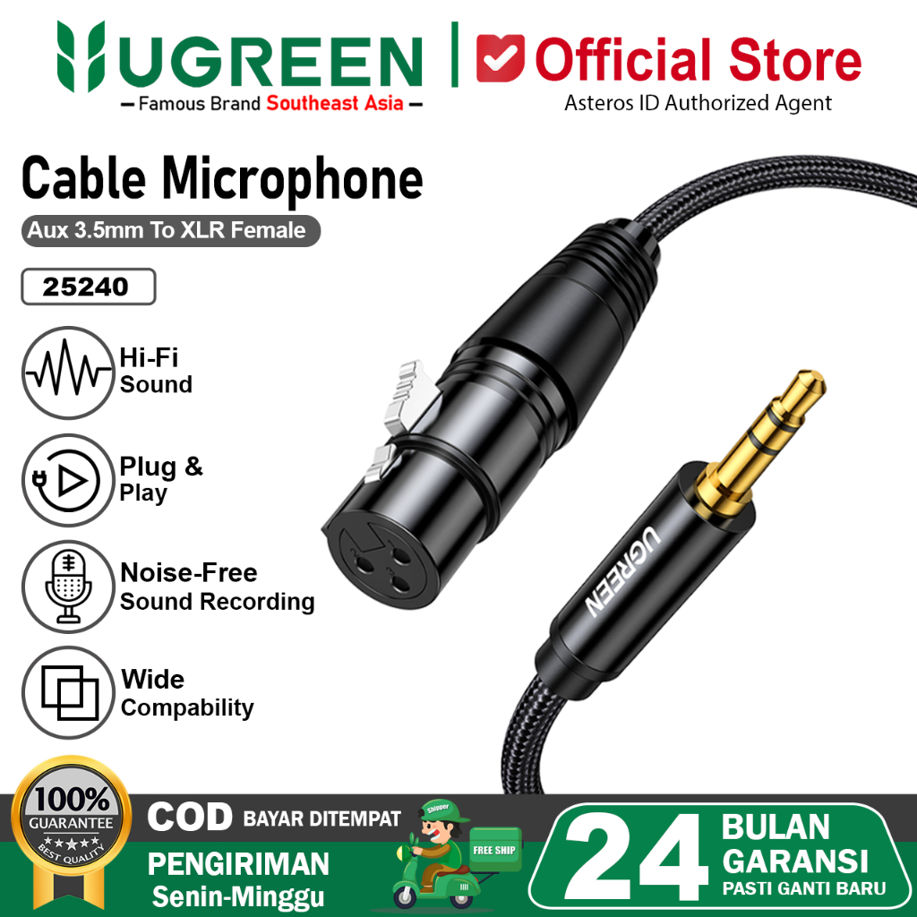 UGREEN Kabel XLR Microphone Female to Aux 3.5mm 20763