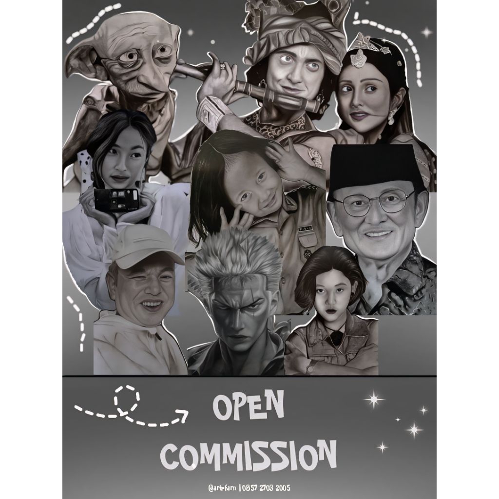 

Lukis Wajah Realistis | UKURAN KERTAS A3, Half Body, HAND MADE by ARTEFARN