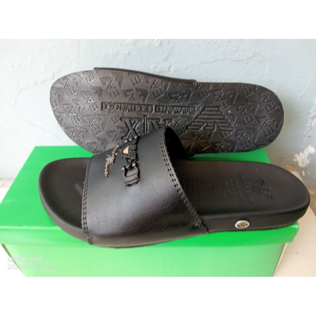 sendal Armani pria,sendal kulit impor premium anti slip
