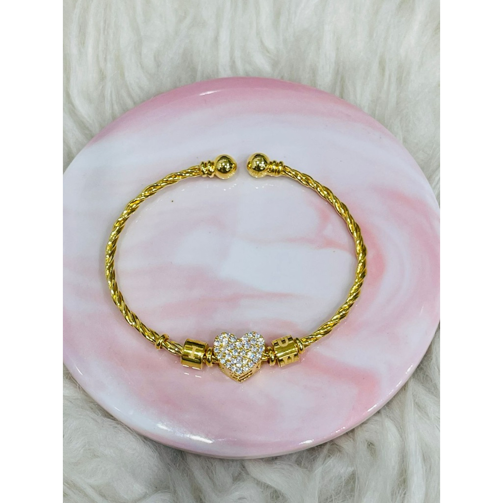 gelang bangle love AD ulir permata simple elegant emas asli kadar 700