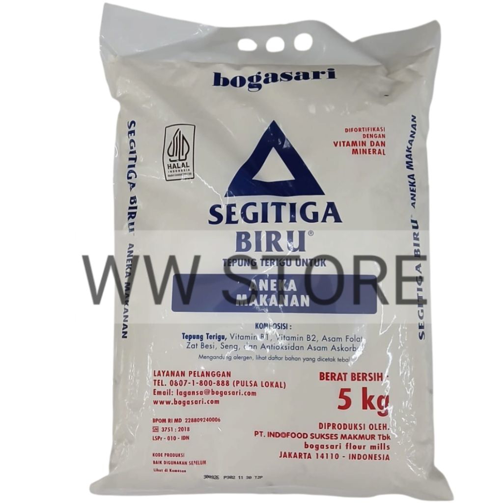 

Tepung Terigu untuk Aneka Makanan halal MUI bogasari SEGITIGA BIRU 5kg