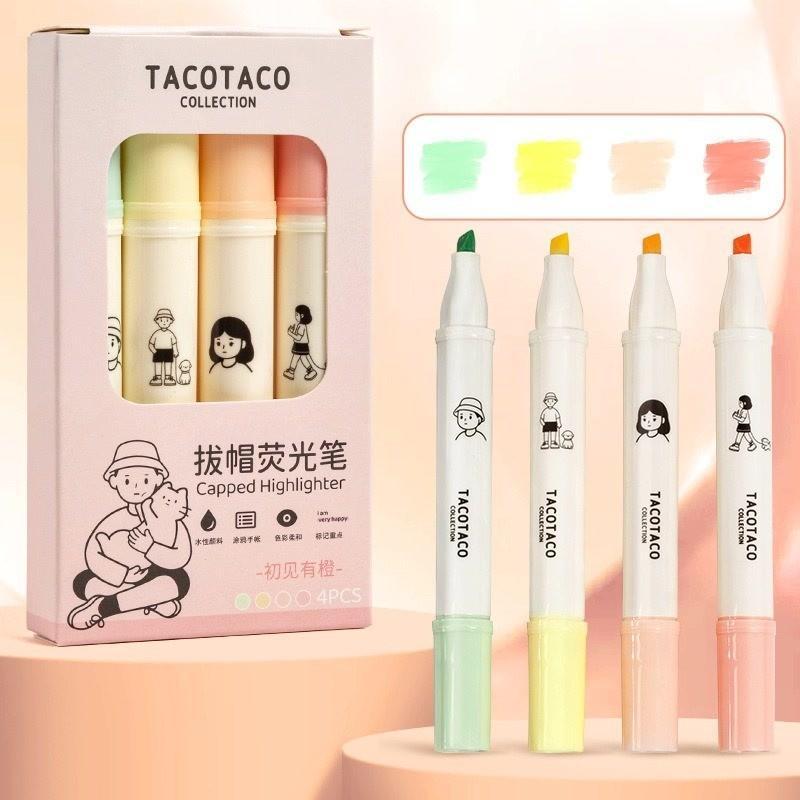 

Stationery NgHighlighter Warna Pastel Penanda Buku 1 Set isi 4 Pcs Tacotaco Stabilo Warna Pastel