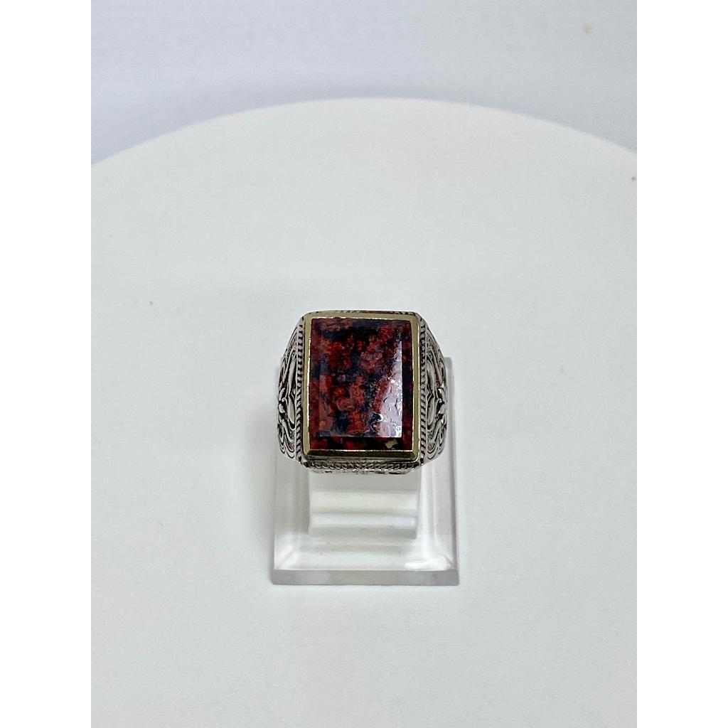 Cincin Batu Akik Cutting Kotak Merah Kristal Natural