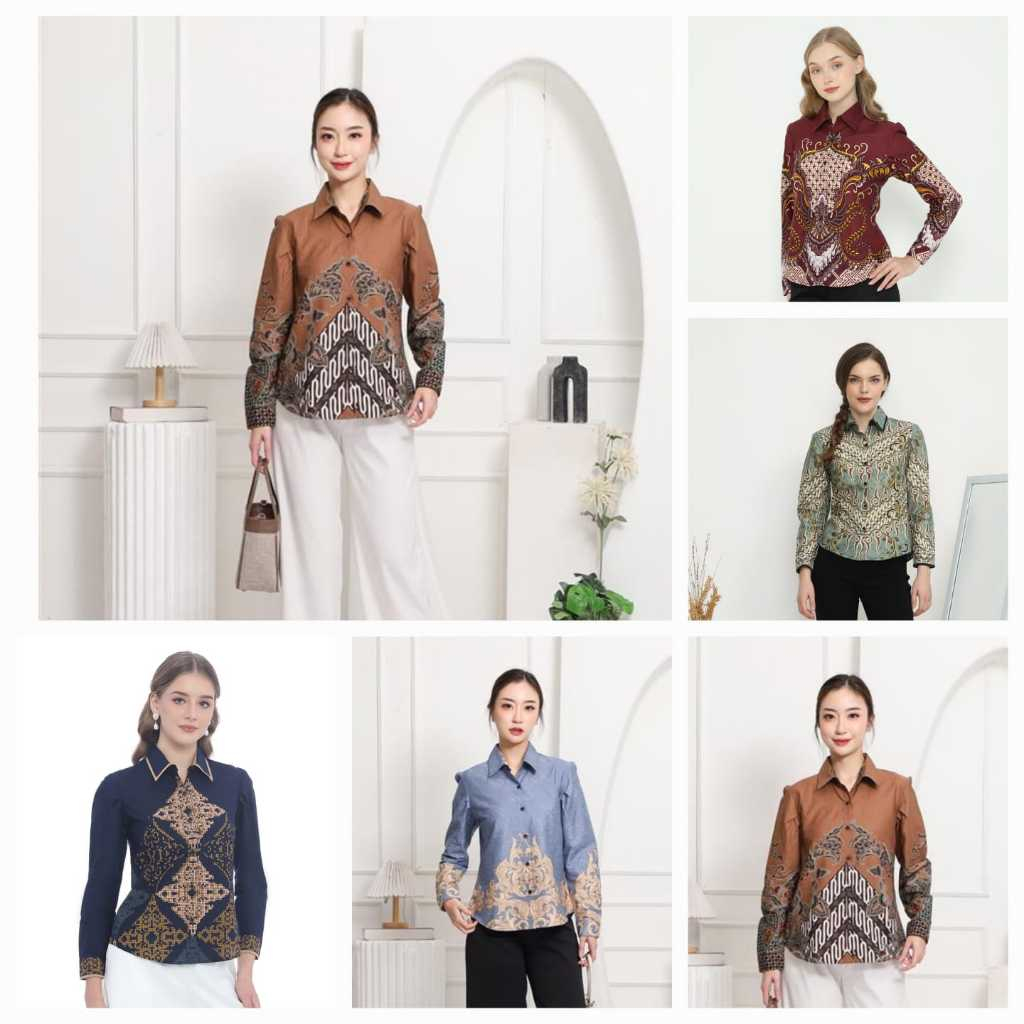 LUIGI RICCIO Kemeja Wanita Dewasa Semi Formal Part 1 Casual Kerja Kantor Sampai 4XL New Arrival