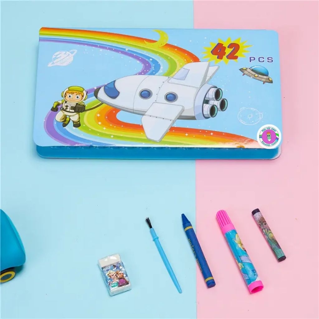 

Paket Alat Gambar Lengkap Anak Pensil Warna Crayon Cat Air Free Rautan dan Kuas Set Art 42 Pcs