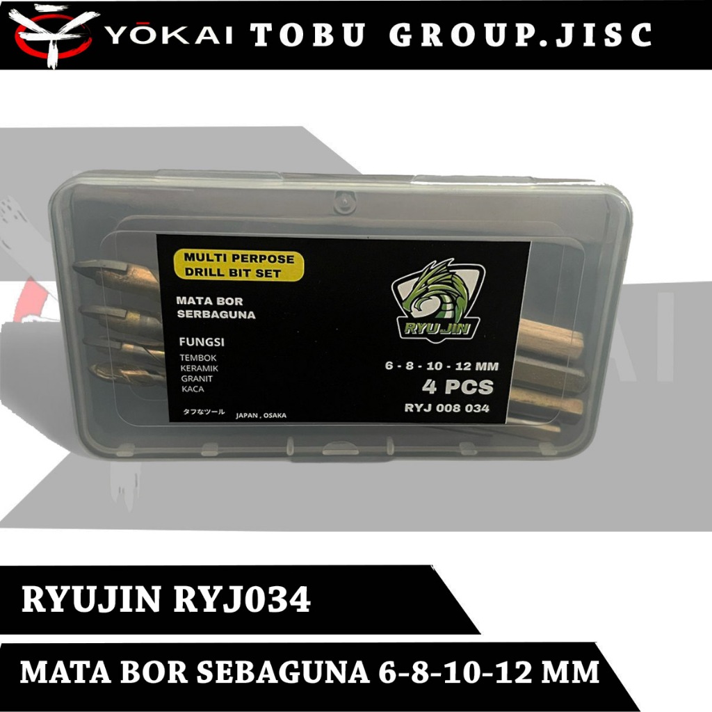 Satu Set Mata Bor Serbaguna RYUJIN Mata Bor Set Mata Bor Kekerasan Tinggi Serbaguna/Bor Putar Berlap