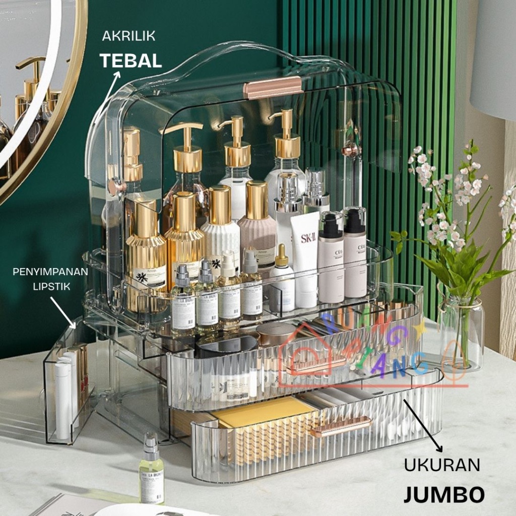 Rak Kosmetik Rak Makeup Akrilik Organizer Skincare Akrilik Tempat Penyimpanan Akrilik BESAR KOKOH Ra