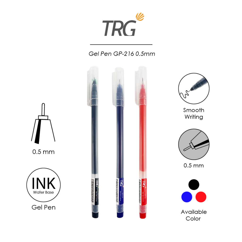

TRG Gel Pen GP-216 0.5mm - Pulpen Bolpen Pena Gel Hitam Biru Merah 0,5 mm TRG