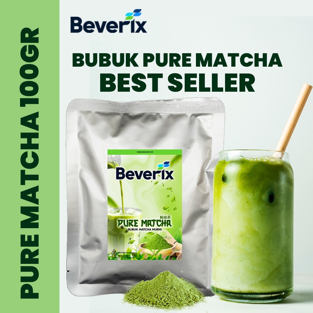 

BEVERIX Pure Matcha Powder Uji Matcha 100% Premium Traditional Daily Grade Tanpa Bahan Tambahan Kemasan 100 GR