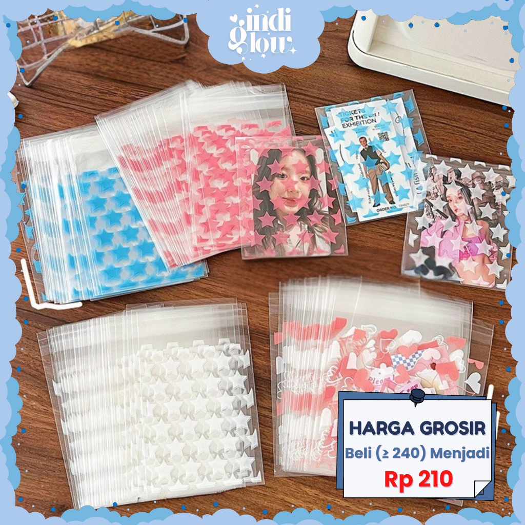 

IG Plastik Packing Per Lembar Bening Sleeve Photocard Cover Kartu Kpop Warna Warni Motif Bintang
