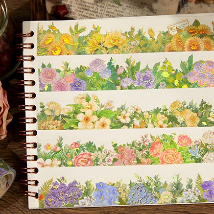 

[Artopia] Washi Tape Miss Time Stiker Sticker Flower Floral Hot Print Emas Gold Bunga