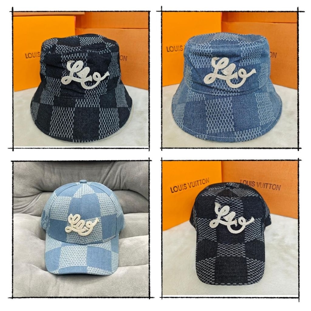 topi pet baseball bucket hat premium Lv vl bahan kamvas