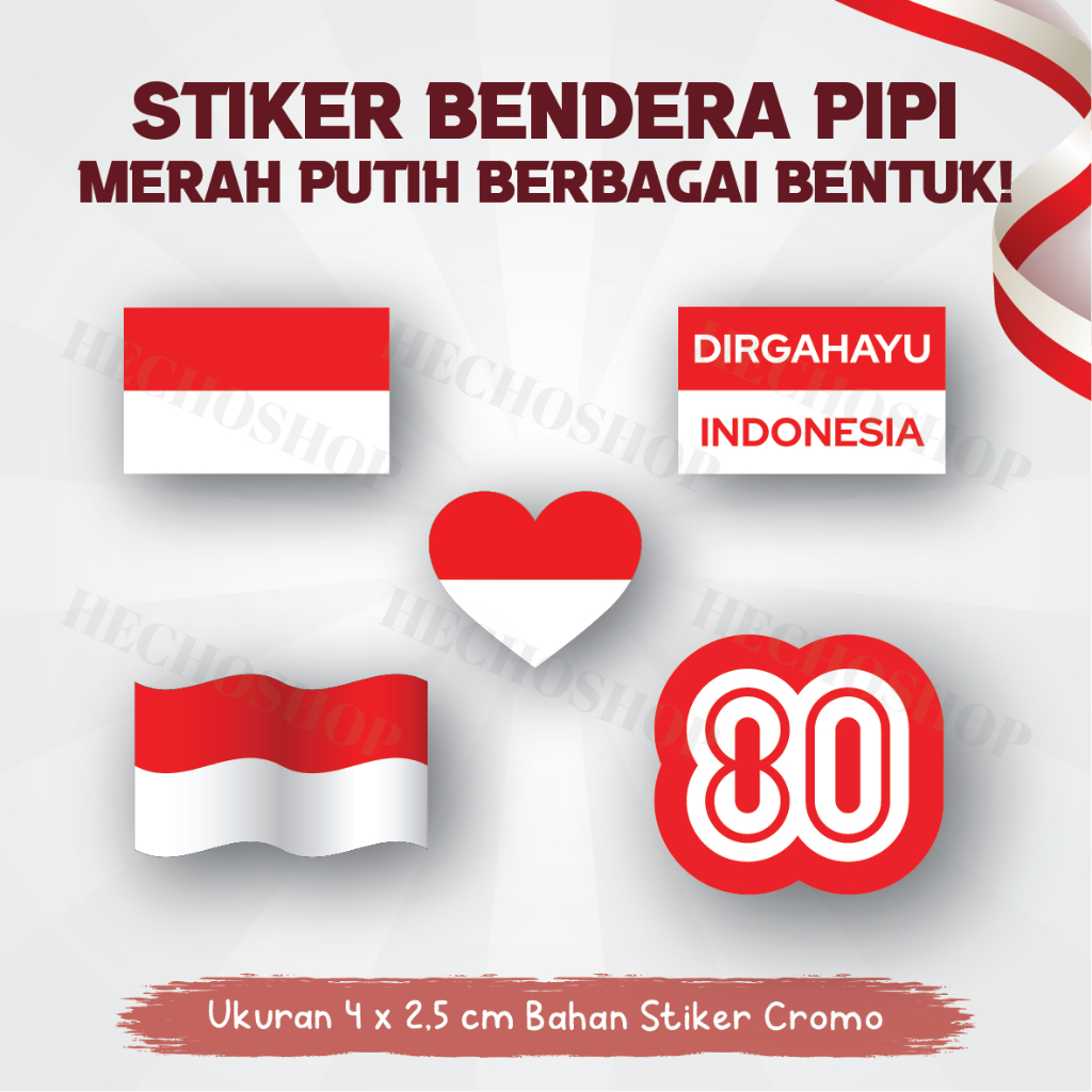 

Stiker Bendera Indonesia / Palestina / Stiker Pipi Bendera / Stiker 17 Agustusan by HECHOSHOP