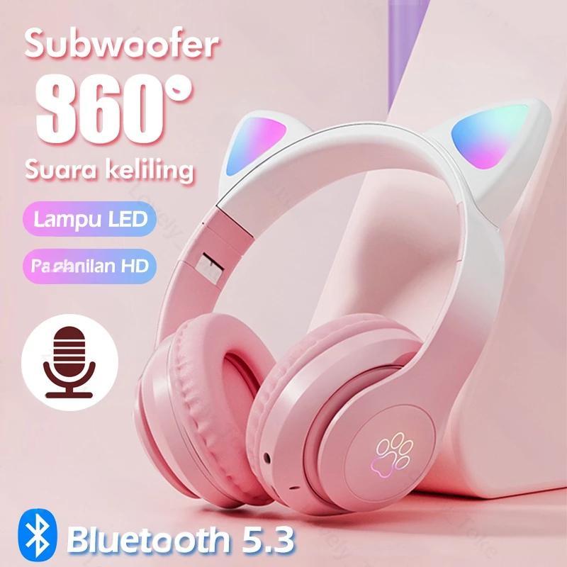 Foldable Headphone Cat Ear LED Mic Bluetooth No Delay Gaming STN-28 Pro Stereo Bluetooth Earphone