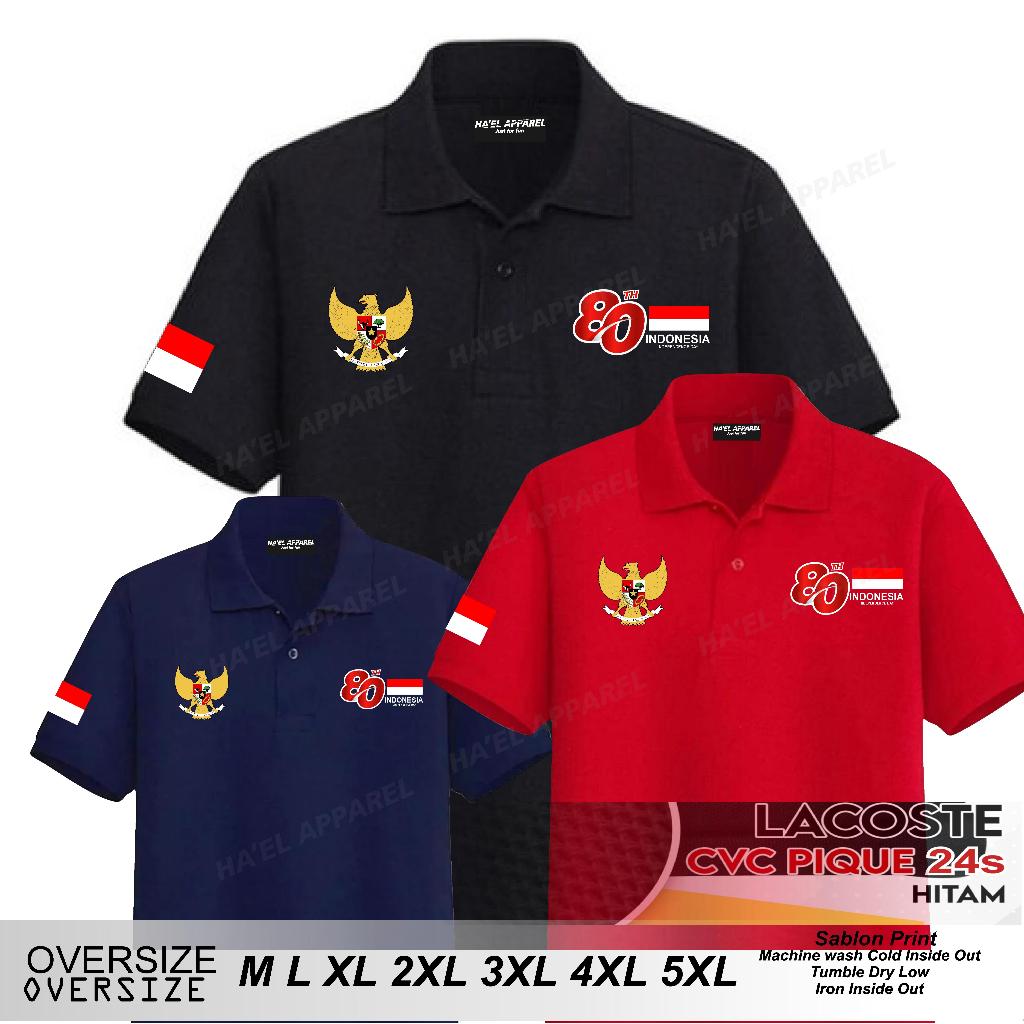 KAOS POLO KEMERDEKAAN RI KE-80 KAOS POLO HUT-RI POLO UNISEX M L XL 2XL 3XL 4XL 5XL KAOS POLO DEWASA 