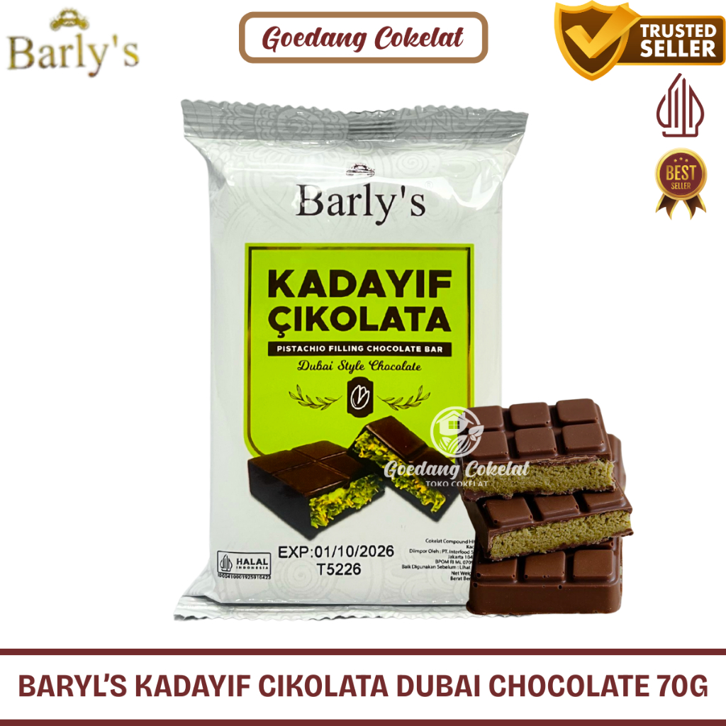 

BARLY'S Dubai Chocolate Kadayif Cikolata Coklat Dubai Pistachio Kunafa 70g