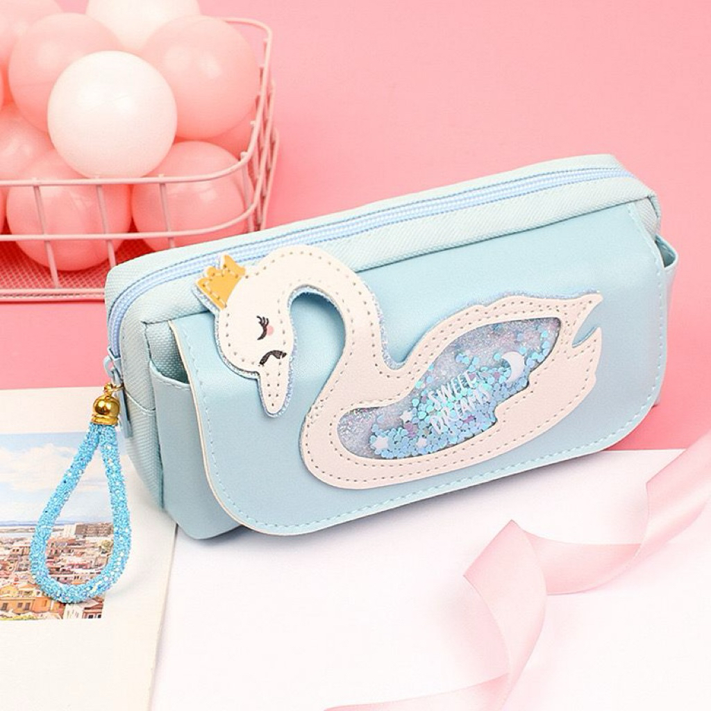 

Pencil case glitter angsa cantik dhp 108 // tempat pensil anak lucu cantik pouch swan