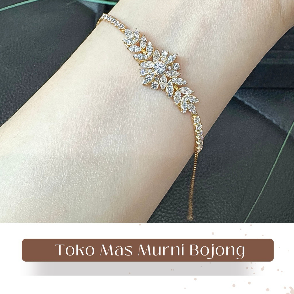 gelang serut emas model bunga 6K toko mas murni