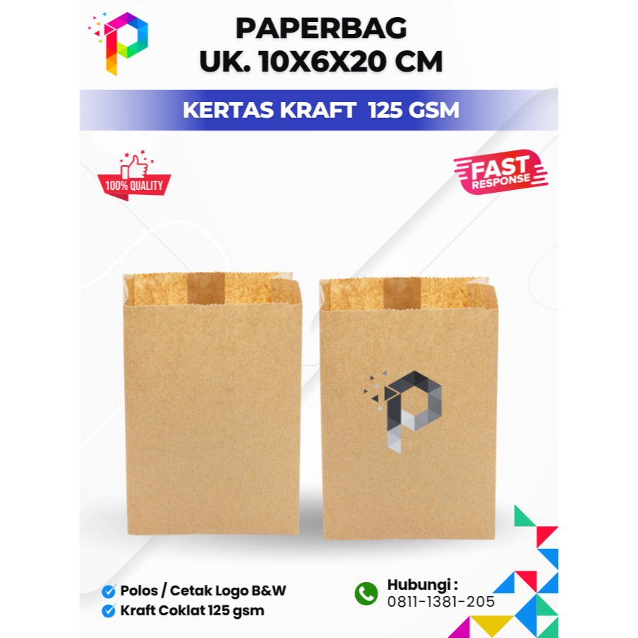 

Paperbag Coklat Polos / Cetak Logo Uk 10 x 6 x 20 cm / Kantong Belanja / Tas Belanja