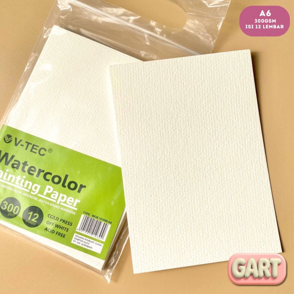 

KERTAS GAMBAR WATERCOLOR A6 300gsm ( V-TEC ) - Kertas Lukis Cat Air Akrilik Minyak - Vtec A6 300gsm