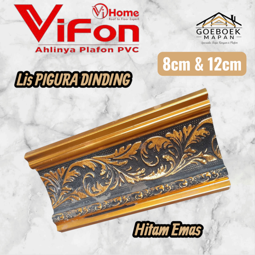Lis Plafon PVC Pigura Dinding Vifon Ahlinya Plafon PVC 12cm Panjang 4m