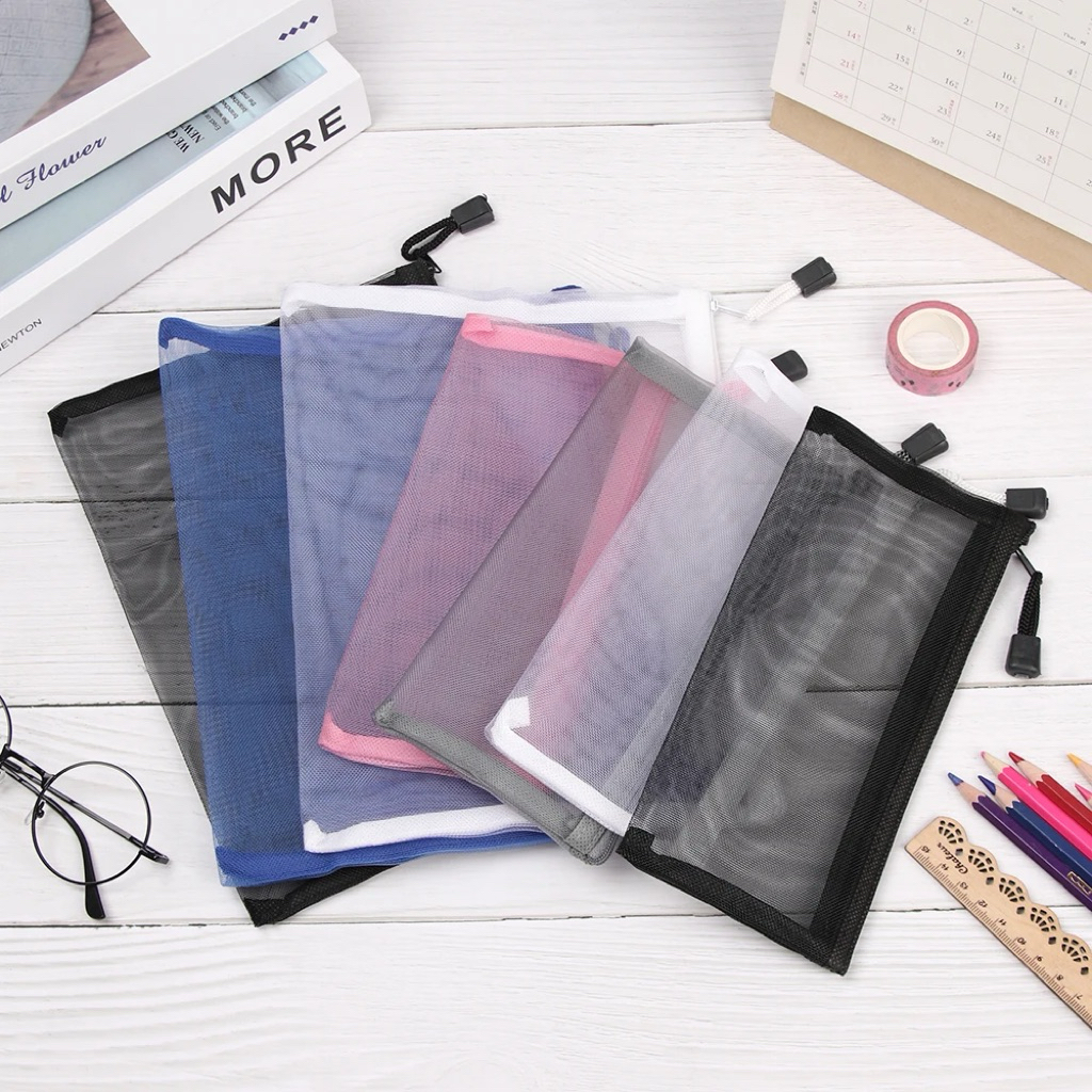 

Kotak Pensil Jaring Resleting Transparan / Tempat Penyimpanan Serbaguna / Zipper Pencil Cosmetic Bag