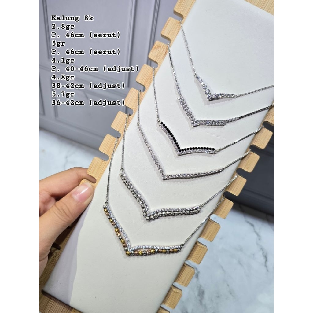Kalung Emas Putih Koye Aurel Segi Mata Full