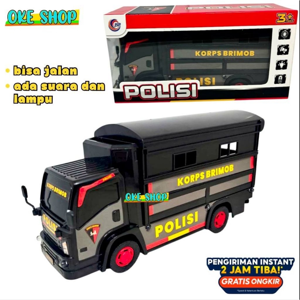 Mainan Anak Miniatur Truk Brimob Polisi / TrukOleng Basuri Brimob