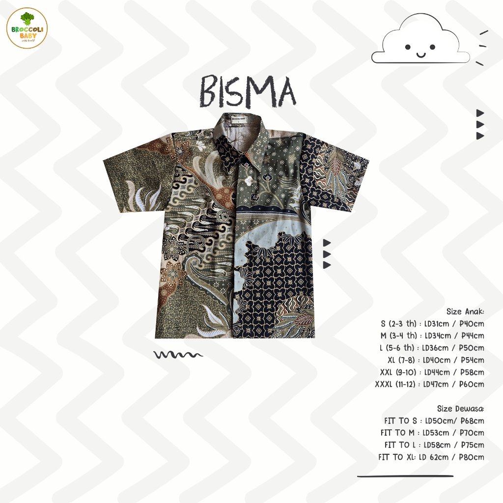 BROCCOLI BABY - Kemeja Batik Hem Anak BISMA CAKRA DIMITRI Lengan Pendek