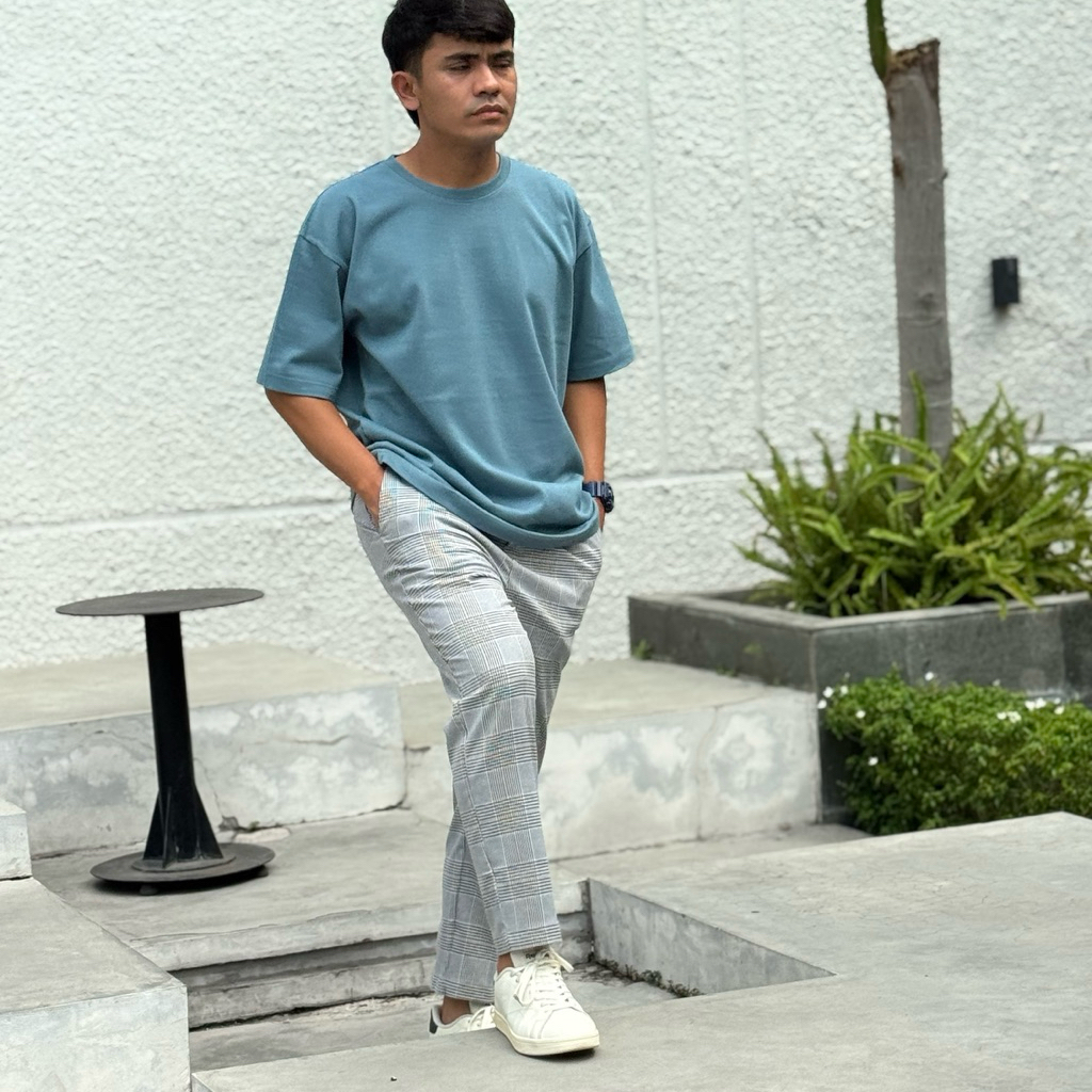 Kaos Polos Oversize Warna Blue stone,L