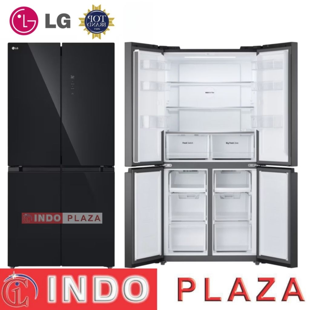 KULKAS LG SIDE BY SIDE 4 PINTU GCFB47FMGAH BLACK GLASS