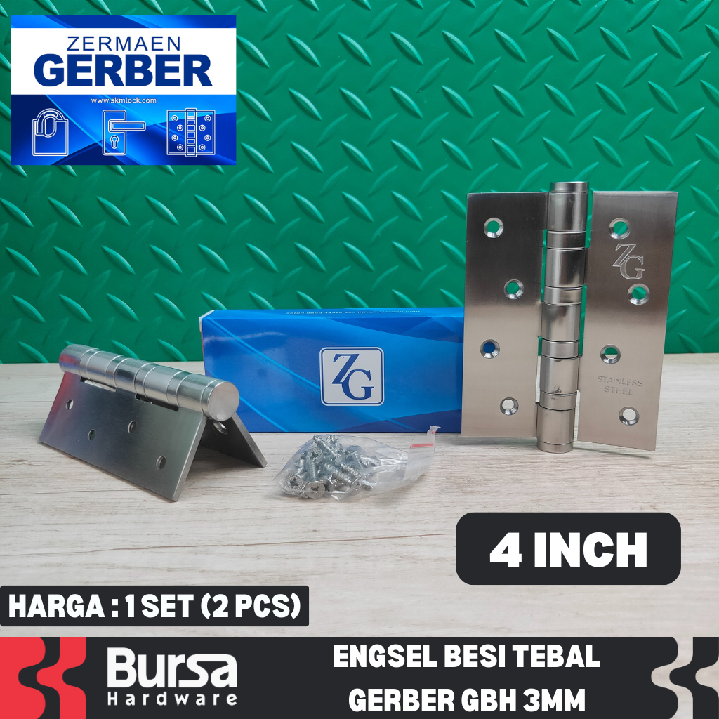 Engsel Pintu Jendela Tebal 3mm Gerber GBH Stainless Steel 4 Inch