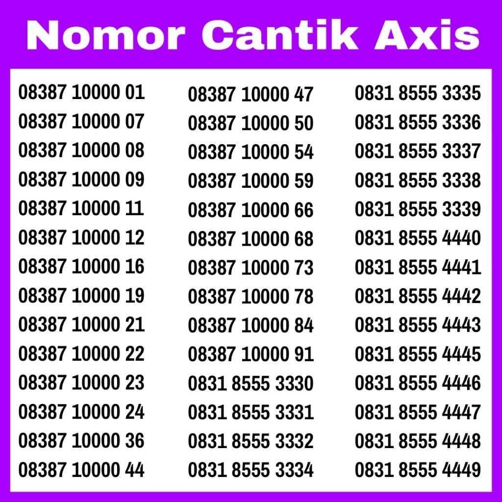 Nomor Cantik Axis 11 12 Digit - Kartu Perdana Nomer Cantik