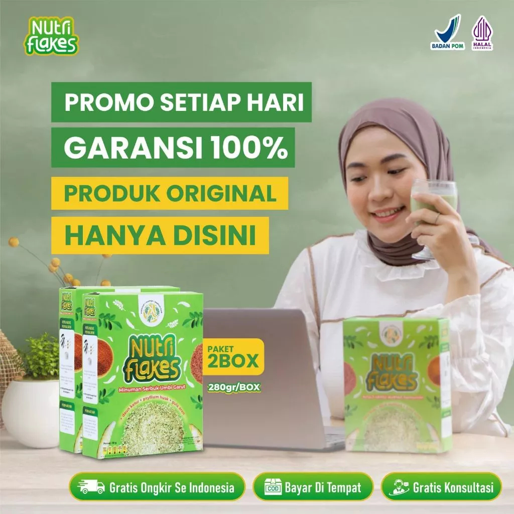 

Nutriflakes 2 Box Sereal Sehat Umbi Garut Efektif Atasi Asam Lambung, Maag, Gerd