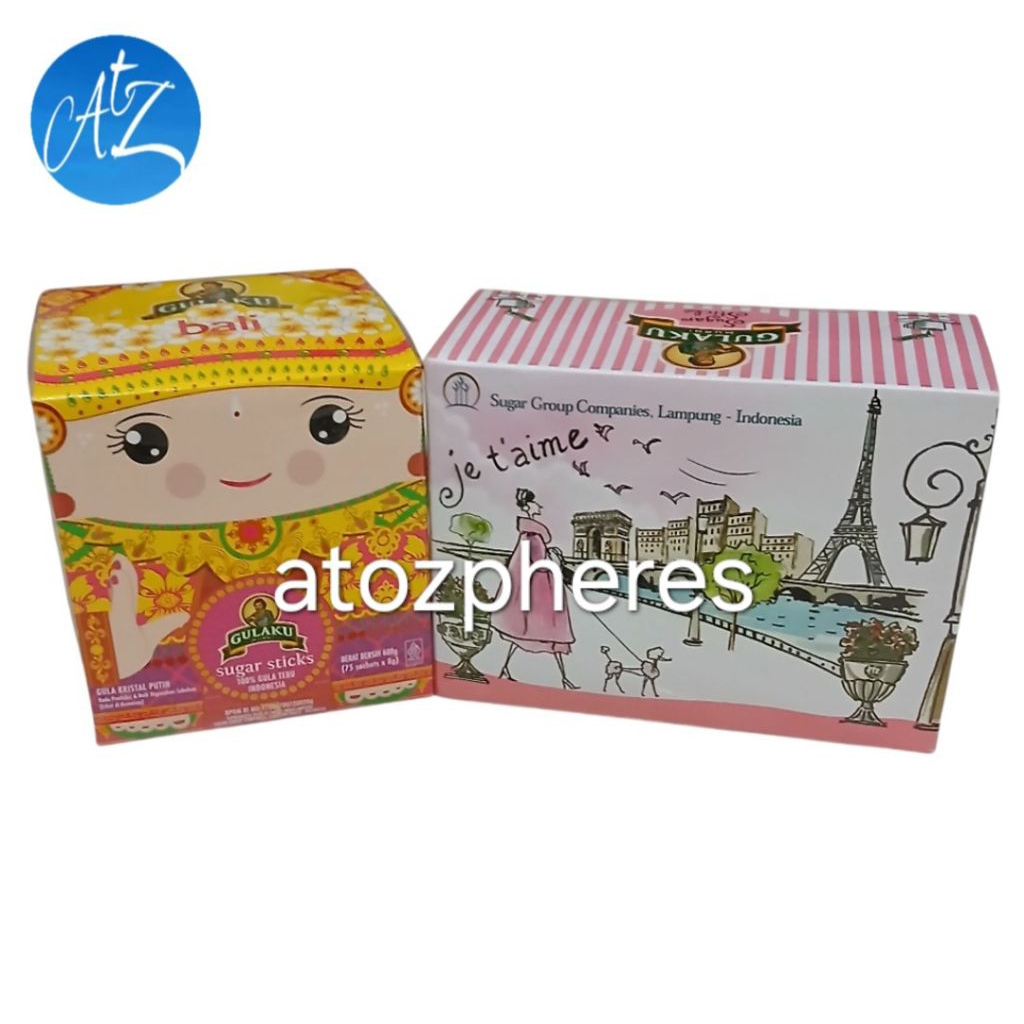 

100% gula tebu pasir kristal putih halal sachet stik Indonesia GULAKU MURNI Manis Alami Bersih Sugar Sticks BALI / PARIS 75x8g