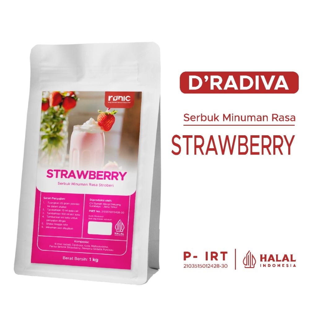 

Bubuk Minuman Premium Strawberry RUNIC 1kg